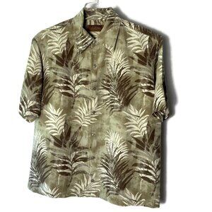 Tasso Elba Print Silk Linen Med Men’s Casual Button Front Short Sleeve Shirt